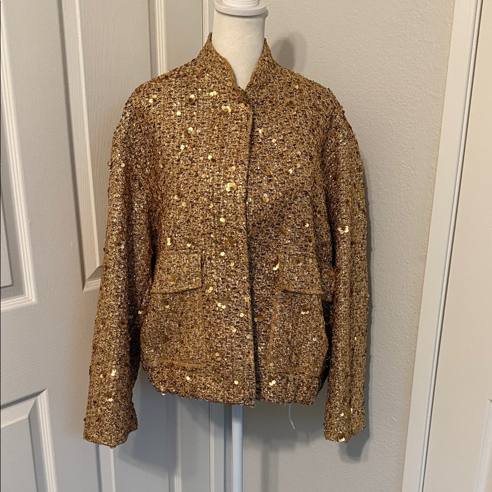 Zara Gold Sequin Women's Bomber